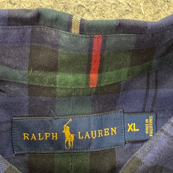 Ralph Lauren Oxford Shirt Men XL Blue Green Plaid Classic Fit Long Sleeve OCBD z - Picture 5 of 14